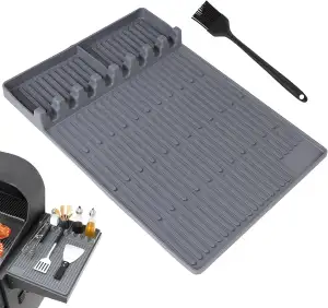 Silikon Grillmatte Ablagematte für Grillzubehör, Rutschfeste Gasgrill Seitentisc