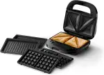 Philips 5000-Serie 3-in-1 Sandwichmaker - Sandwiches, Waffeln und Paninis, Antihaftbeschichtete, austauschbare Platten, Schneiden und Versiegeln. 750W, Schwarz (HD2350/80)