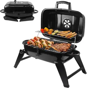 Klappgrill Holzkohlegrill Portable, Tischgrill Campinggrill mit Deckel, Tragbare