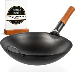 YOSUKATA Karbonstahl Woks & Wokpfannen - 36 cm Voreingebrannter Wok Pfanne Carbo