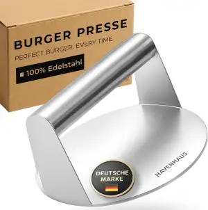 ????????? Burgerpresse Edelstahl 14,5cm ø I Burger Smasher ideal für Smash Burger I Smash Burgerp...