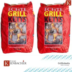 20kg Premium Grillbriketts Grillketts „100% Made IN Germany“ Kohle Holzkohle für