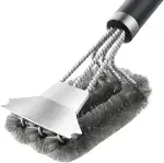 【Premium】 Grillbürste Edelstahl 3-in-1 mit Schaber, PP Wärmedämmung, 45,5cm Langer Reinigungsbürs...