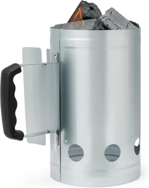 Amazon Basics Anzündkamin aus Verzinktem Stahl, Kohlekamin für Grill und Feuerst