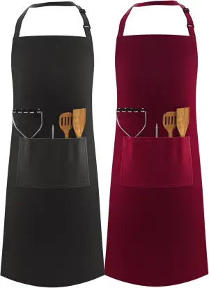 LEFUNDA® Kochschürze Wasserdicht Schürze mit 3 Taschen Verstellbare Grillschürze