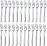 BEWOS Edelstahl Gabel Set 24 Stück, 8,1"(20,7cm) Tafelgabeln, Spiegelpoliert, Spülmaschinenfest, Geeignet für Haushalte, Restaurants, Kantinen