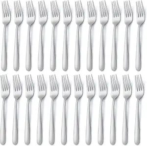 BEWOS Edelstahl Gabel Set 24 Stück, 8,1"(20,7cm) Tafelgabeln, Spiegelpoliert, Sp