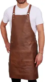 REDSALT® Premium Lederschürze 100% Rindsleder 84x62cm Crossback | Profi BBQ Grillschürze | Arbeitsschürze Küche Gastronomie Bar Barista | Kochschürze Küchenschürze Schürze Geschenke für Männer