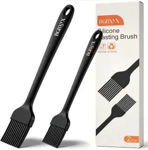2 Stück Backpinsel Silikon, BPA-frei Küchenpinsel für Auftragen von Ölen, Saucen