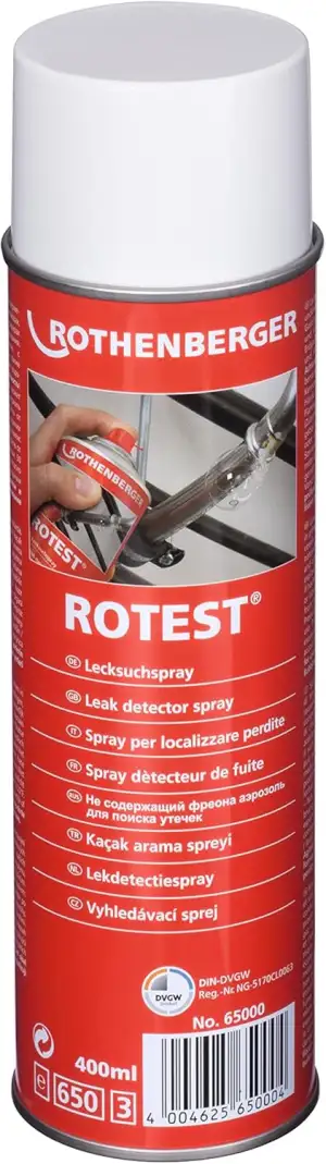 ROTHENBERGER Industrial RoTest Lecksuchspray 400 ml | Schnelles und sicheres Auf