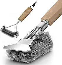 Grillbürste (2 Stück), Grill Reinigungsbürste mit Holzgriff, 39cm Grillbürste mi