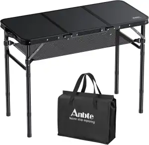 Anbte Campingtisch Klappbar 88x40cm Aluminium Rahmen 3 Höhenverstellbar 26/48/70