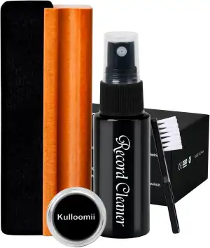 4-IN-1 Reinigungsset für Vinyl Schallplatten - Antistatischer Schallplattenbürste und Samtpolster Burste | LP Schallplatten Reinigung Lösung | Vinyl Bürste Cleaner | Plattenbürste