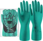 ACE Heisenberg Chemie-Handschuhe - 3 Paar Chemikalien-Schutzhandschuhe aus Nitril - extra lang & gefüttert - 10/XL (3er Pack)