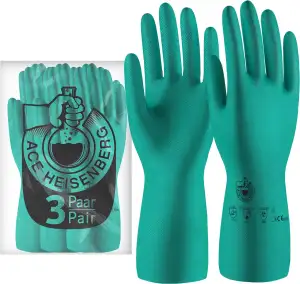 ACE Heisenberg Chemie-Handschuhe - 3 Paar Chemikalien-Schutzhandschuhe aus Nitri