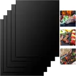 BBQ Grillmatte, 5er-Set, 50 x 40 cm, Grillmatten, 100 antihaftbeschichtete, wiederverwendbare Grillmatten, Backmatten, PFOA-freie Grillmatte für Gasgrill, Holzkohle & Backofen