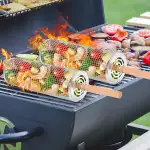 2er-Pack rollender Grillkorb mit Holzgriff, zylindrischer Edelstahl-Grillkorb, Outdoor-Camping-Picknick-Grillzubehör, grill zubehör für männer, grill zubehör für gasgrill, grill zubehör