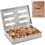 Räucherbox-Set - Premium Edelstahl Smoker Box + Räucherchips + E-Book - BBQ Food Smoker in der Premium Variante für Gasgrill Elektrogrill oder Holzkohlegrill (RB1-SET)