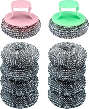 Stahlschwamm Topfreiniger 10 Stücke Topfreiniger Edelstahl Drahtwaschl, Stahlwol