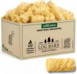 Log Barn Natürliche Anzündwolle - 200 Stück, Öko Anzünder Holzwolle für Holzöfen, Pizzaöfen, offe...