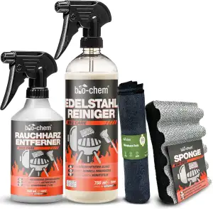 bio-chem Grillreiniger Set 4-teilig – Grillreiniger Gasgrill & Edelstahlreiniger