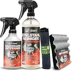 bio-chem Grillreiniger Set 4-teilig: Rauchharz-Entferner + Edelstahlreiniger + Grillschwamm + Mikrof
