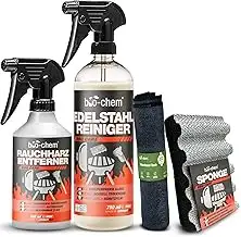 bio-chem Grillreiniger Set 4-teilig: Rauchharz-Entferner + Edelstahlreiniger + G