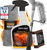 Grillreiniger Set 4-teilig: Grillrost-Reiniger 500 ml + Grillbürste + Mikrofasertuch & Schwamm - Zur effizienten Reinigung & Pflege von Grill, Grillrost