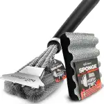 bio-chem Grill Zubehör Reinigungsset 2-teilig: 1x Grillbürste mit Schaber & 1x Grillschwamm mit p...