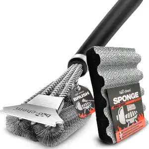 bio-chem Grill Zubehör Reinigungsset 2-teilig: 1x Grillbürste mit Schaber & 1x G