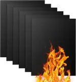 6er Set 40cm x 30cm BBQ Grillmatte, leicht zu reinigen und Wiederverwendbar, Grillmatten für Gasgrill, Antihaft Grillmatten, Hitzebeständig,zuschneidbar, für Holzkohlegrill, Grill, Backofen