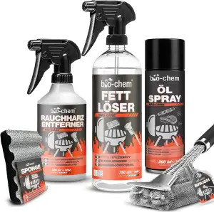 bio-chem Grillreiniger Set Premium 5-teilig – Grill Reinigungsset für Gasgrill, 