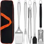Herogo Grillbesteck Set, 6-teilig Edelstahl Grill Zubehör mit Tragetasche, Grillwerkzeug-Set mit Zange, Wender, Gabel, Grillbürste, BBQ Grillzubehör für Männer, Grill Weihnachten Geschenk
