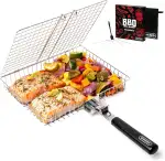 SHIZZO Grillkorb, Barbecue-Bbq-Grillkorb, Große Faltbare Grillkörbe Aus Edelstahl Mit Griff, Tragbarer Outdoor-Camping-Grillrost Für Fisch, Garnelen, Gemüse