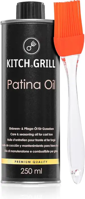 KitchGrill® Einbrenn- und Pflegeöl inkl. Silikonpinsel | 250 ml | Patinaöl für G