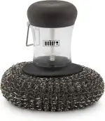 Weber Plancha/Grillplattenbürste, mit Metallschwamm & Behälter für Spülmittel, für optimale Reinigung von Grillplatten, einfaches Reinigen - Schwarz (6209)