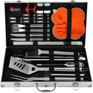 30PCS Hochwertiges Edelstahl Grill Zubehör Set - Professionelle Langlebige Grill