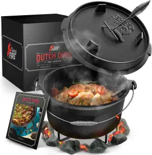 BBQ Dutch Oven [Das Original] - 7,4 Liter Dutch Oven Set mit Topfständer & 1,8 L