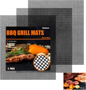 3 Stück Grillmatte, 42×36cm Antihaft Grillgitter Wiederverwendbar, Grillmatte fü