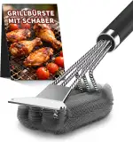 3-in-1 Edelstahl Grillbürste – 45 cm Reintec Grillrost Reiniger mit Schaber und Bürste, Robustes Reinigungsset für Gasgrill, Holzkohlegrill (Grillzubehör)