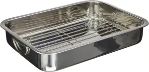 GSW 809252 EDELSTAHL Viereckpfanne mit Einsatz 40cm, silber, 40 x 28 x 7.1 cm, 1