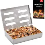 Räucherbox - Premium Edelstahl Smoker Box + E-Book - BBQ Food Smoker in der Premium Variante für Gasgrill Elektrogrill oder Holzkohlegrill (RB1)