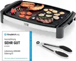 LEBENLANG Tischgrill Elektrisch 2000W - Inkl. Grillzange I 45x30cm I Plancha Elektrogrill für Balkon Innen & Außen I Elektrischer Teppanyaki Balkongrill Grill Elektrische Grillplatte Elektrogrills