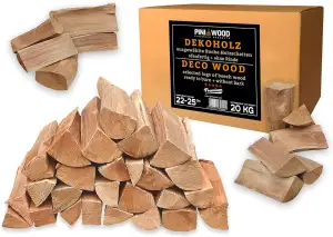 Deko Holzscheite Buche ohne Rinde 20kg Premium Dekoholz Kaminholz Brennholz Gril