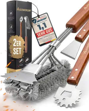 5 in 1 Grillbürste Edelstahl mit Schaber [TESTSIEGER] kompatibel mit Weber Grill