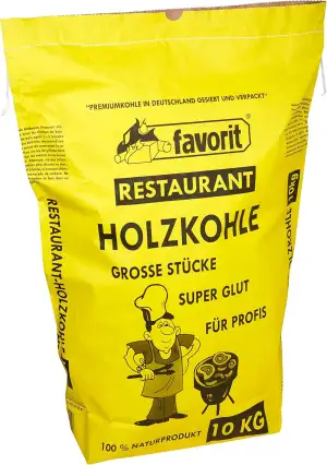 Favorit Grill-Holzkohle 10 kg (aus reinem Laubholz, extra große Körnung, langanh