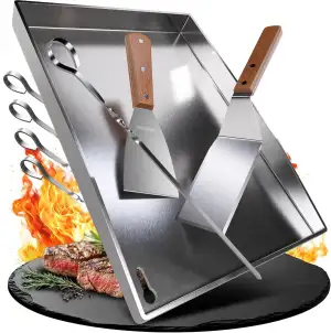 Grillplatte - Plancha Grill Platte aus dickem & rostfreiem Edelstahl – 40 x 30 c