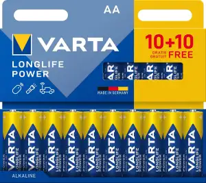 VARTA Batterien AA, 10+10 (20 Stück), Longlife Power, Alkaline, 1,5V, ideal für 