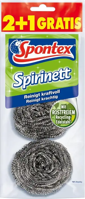Spontex Spirinett Edelstahlspiralen, ideal für hartnäckigen Schmutz in Töpfen un