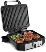 YASHE Kontaktgrill, 4 Scheiben Panini Grill Antihaftbeschichtete Platten, 1800W Toaster Sandwicht...